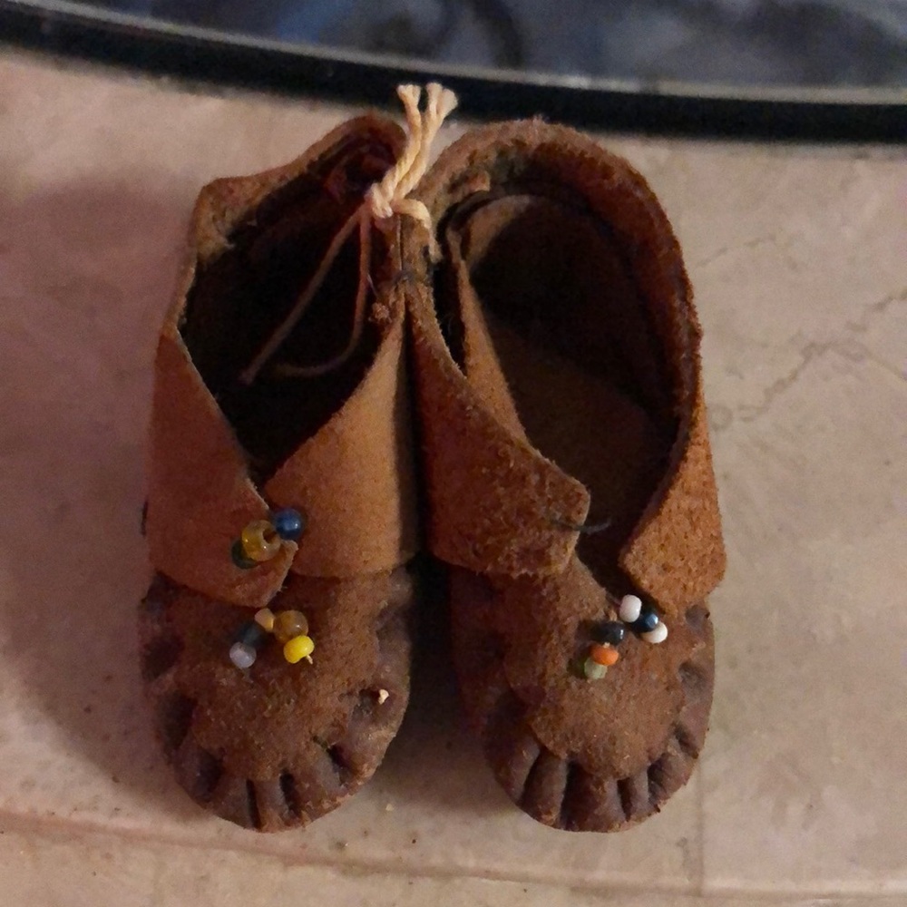 Brown Beaded Miniature Moccasins